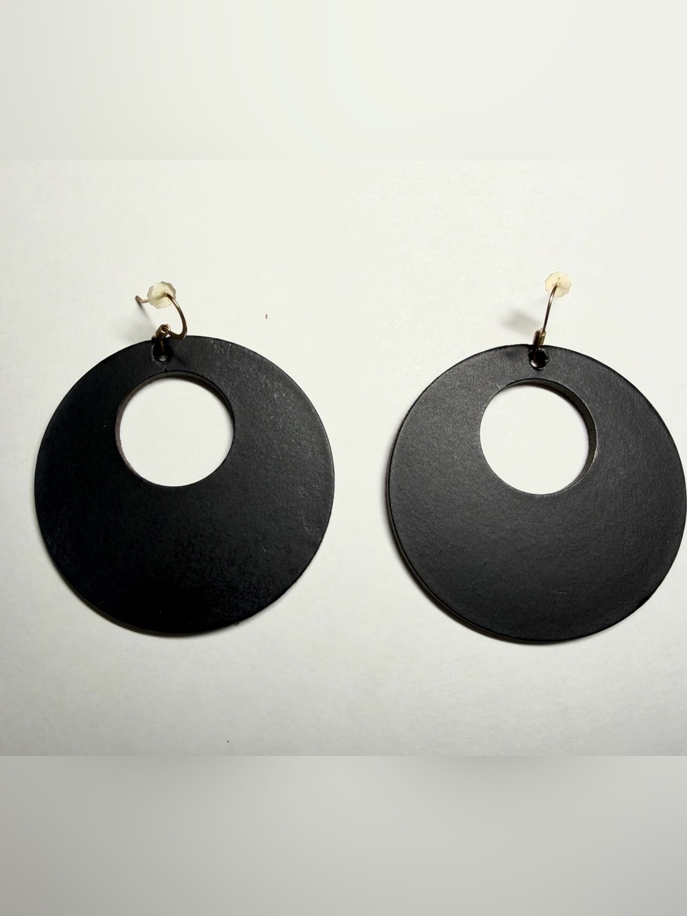 Nickel & Suede Black Round Hoop Earrings